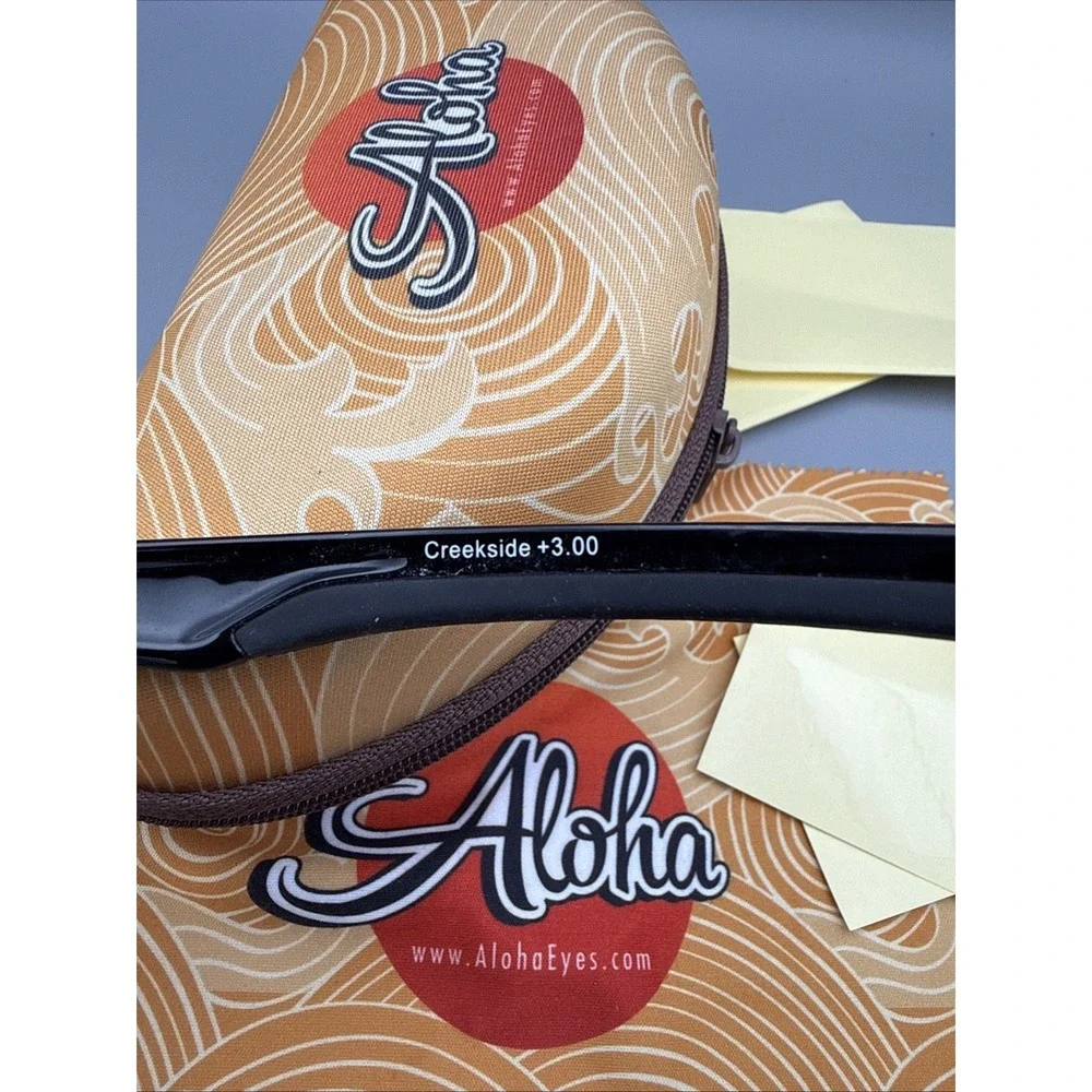 Aloha Eyewear Authentic Creekside +3.00 Bifocal Black Frame W/Case, cloth & more